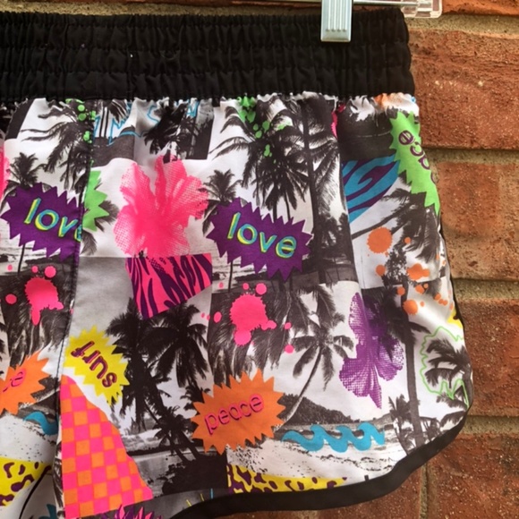 NWOT Neon Palm Tree Hollywood Active Shorts - Picture 5 of 6